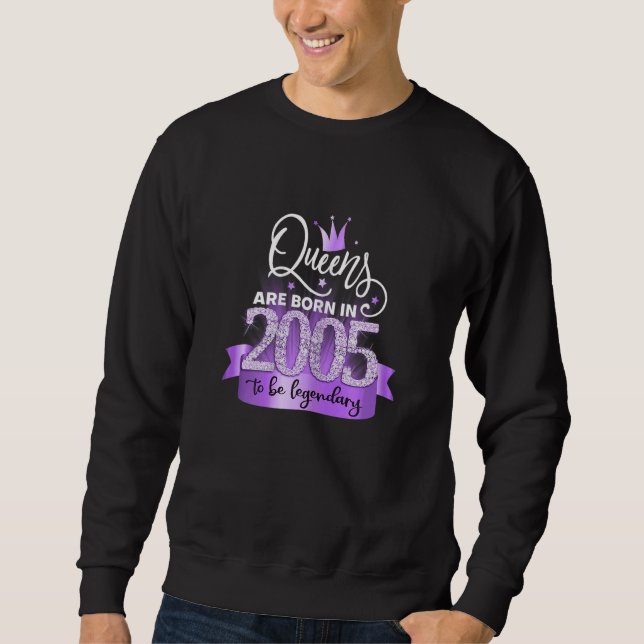 Womens Born In 2005 I Elegant Purple Black Party O Sweatshirt (Front)