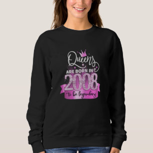 Womens Born In 2008 I Elegant Pink Black Party Out Sweatshirt