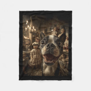 Womens Boston Terrier Selfie With Y Dolls Spooky Fleece Blanket