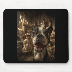 Womens Boston Terrier Selfie With Y Dolls Spooky Mouse Pad