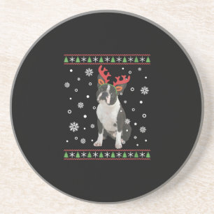 Womens Boston Terrier Xmas Ugly Christmas Sweater Coaster
