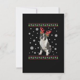 Womens Boston Terrier Xmas Ugly Christmas Sweater RSVP Card