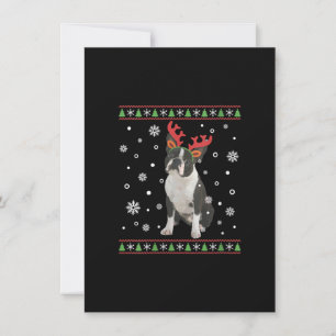 Womens Boston Terrier Xmas Ugly Christmas Sweater Thank You Card