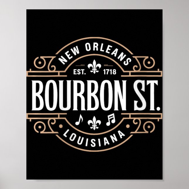 Womens Bourbon Street New Orleans Music Est 1718 V Poster (Front)