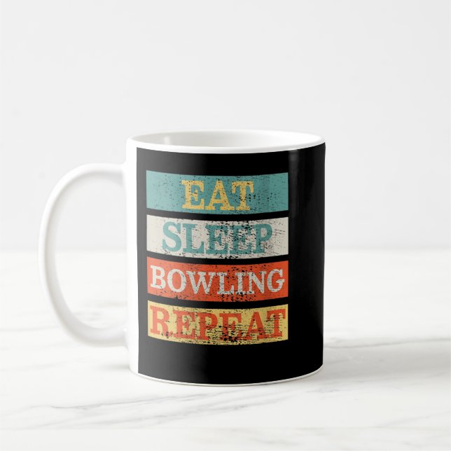 Womens Bowler Eat Sleep Bowling Repeat Funny Retro Coffee Mug (Left)