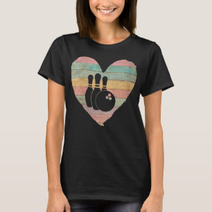 Womens Bowling Vintage Retro Heart Bowling Gift Va T-Shirt
