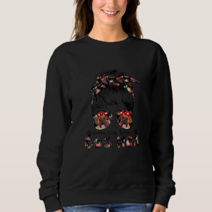Womens Boxer Dog Mum Messy Bun Hair Glasses Sweatshirt