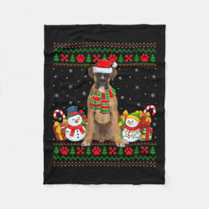 Womens Boxer Dog Ugly Christmas Sweaters Funny Pet Fleece Blanket