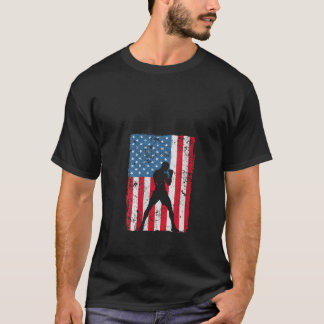 Womens Boxing American Flag Boxer 4th of July Men T-Shirt