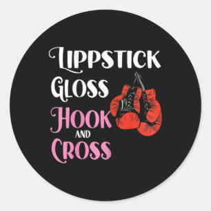 Womens Boxing Mma Kickboxing Lipstick Gloss Hock A Classic Round Sticker