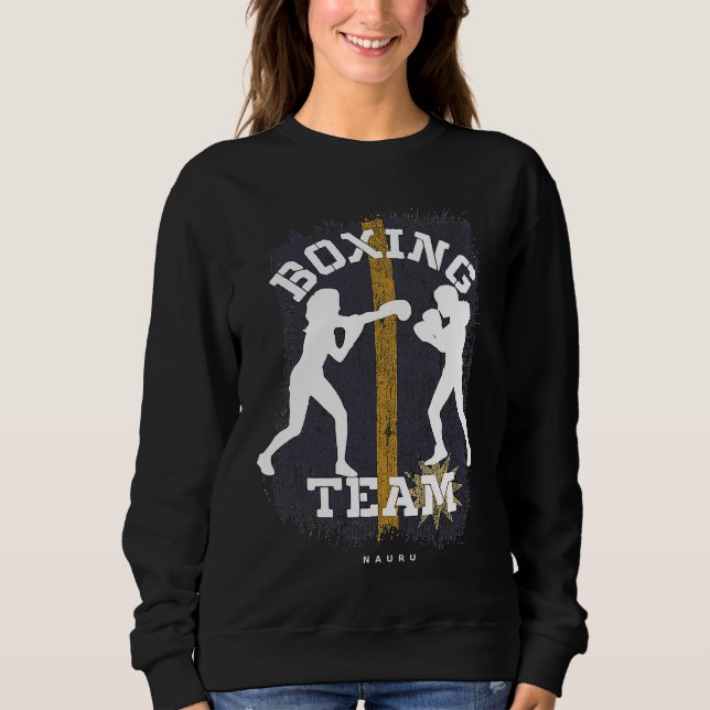Womens Boxing Nauru Combat Sports Fighter Boxing Sweatshirt (Front)