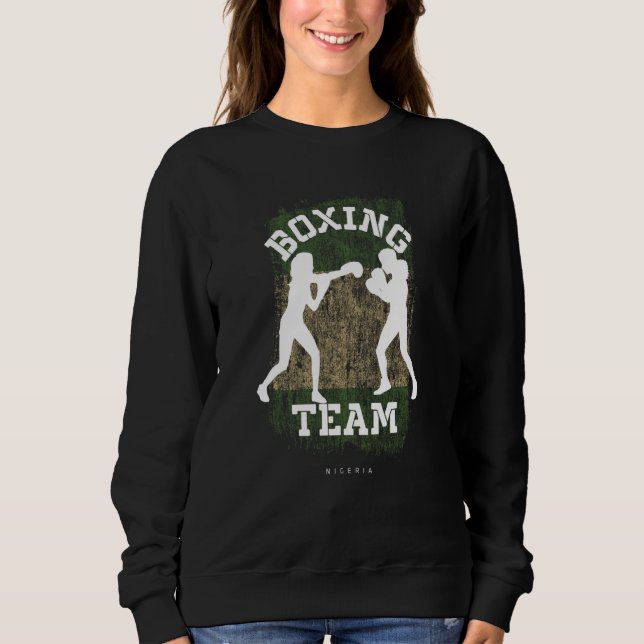 Womens Boxing Nigeria Combat Sports Fighter Boxing Sweatshirt (Front)