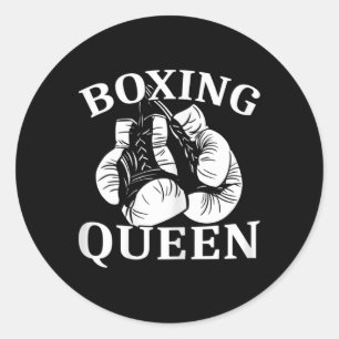 Womens Boxing Queen Fighter Kickboxing Classic Round Sticker