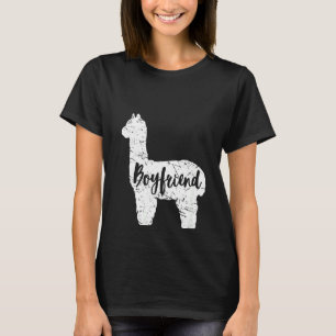 Womens Boyfriend Llama Cute Alpaca Animal Llama T-Shirt