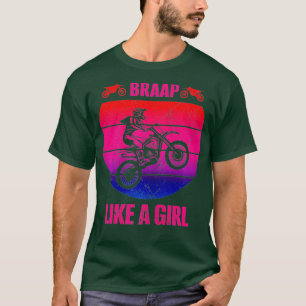 Womens Braap Motorcycle Girl Motocross Dirt Bike T-Shirt