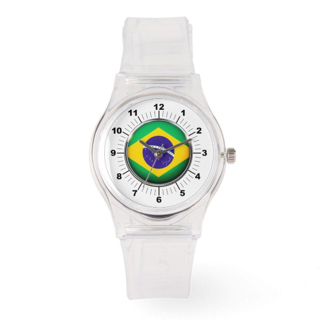 Women's Brazil Flag Sporty Pink Silicon Watch (Front)