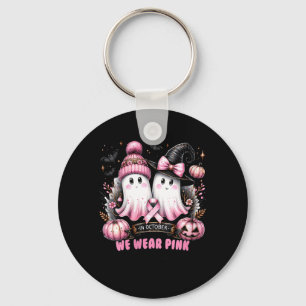 Womens Breast Cancer Awareness Halloween V-Neck Key Ring