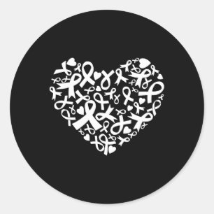 Womens Breast Cancer Awareness Heart Ribbon Pink S Classic Round Sticker