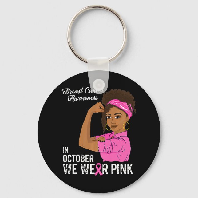 Womens Breast Cancer Awareness In October We Wear  Key Ring (Front)