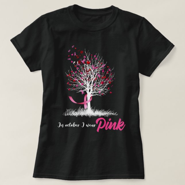 Womens Breast Cancer Awareness, In October We Wear T-Shirt (Design Front)