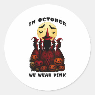 Womens Breast Cancer Awareness Nk Ribbon Halloween Classic Round Sticker