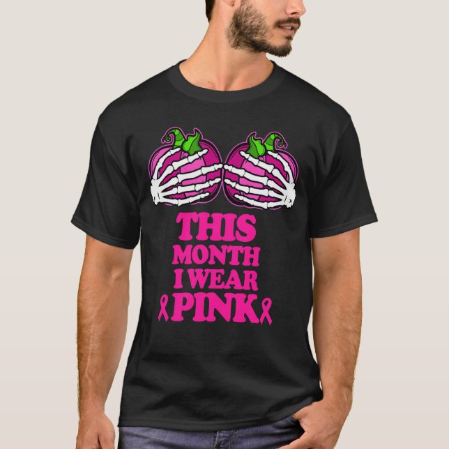 Womens Breast Cancer Awareness October Halloween T-Shirt (Front)