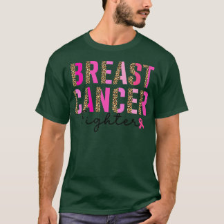 Womens Breast Cancer Fighter Women Leopard Pink Ri T-Shirt