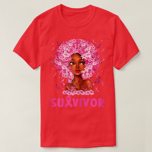 Womens Breast Cancer Survivor Rosie Riveter Pink A T-Shirt (Design Front)