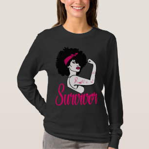 Womens Breast Cancer Survivor Rosie Riveter Pink R T-Shirt