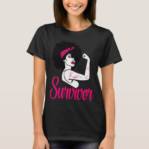 Womens Breast Cancer Survivor Rosie Riveter Pink R T-Shirt
