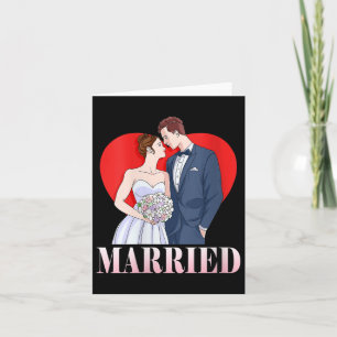 Womens Bride And Groom Happy Wedding Married Coupl Card
