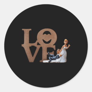 Womens Bride Dragging The Groom Down The Aisle Hum Classic Round Sticker