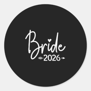 Women's bride est 2026 married wedding bridal classic round sticker