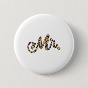 Womens Bride Groom Mr Leopard Print Wedding Matchi 6 Cm Round Badge