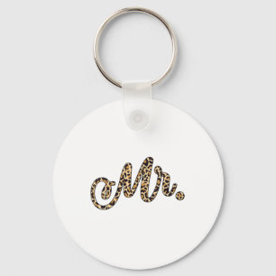 Womens Bride Groom Mr Leopard Print Wedding Matchi Key Ring