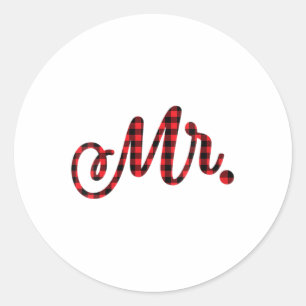 Womens Bride Groom Mr Mrs Christmas Wedding Matchi Classic Round Sticker