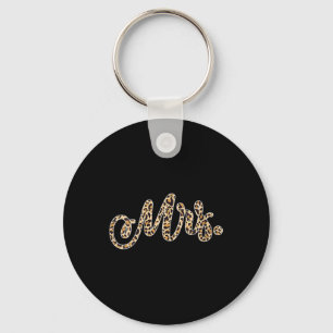 Womens Bride Groom Mrs Leopard Print Wedding Match Key Ring