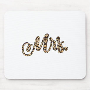 Womens Bride Groom Mrs Leopard Print Wedding Match Mouse Pad