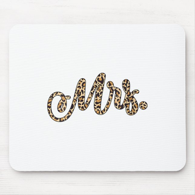 Womens Bride Groom Mrs Leopard Print Wedding Match Mouse Pad (Front)