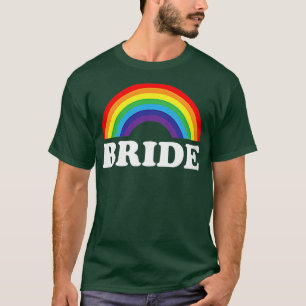 Womens Bride, lesbian bachelorette party rainbow, T-Shirt