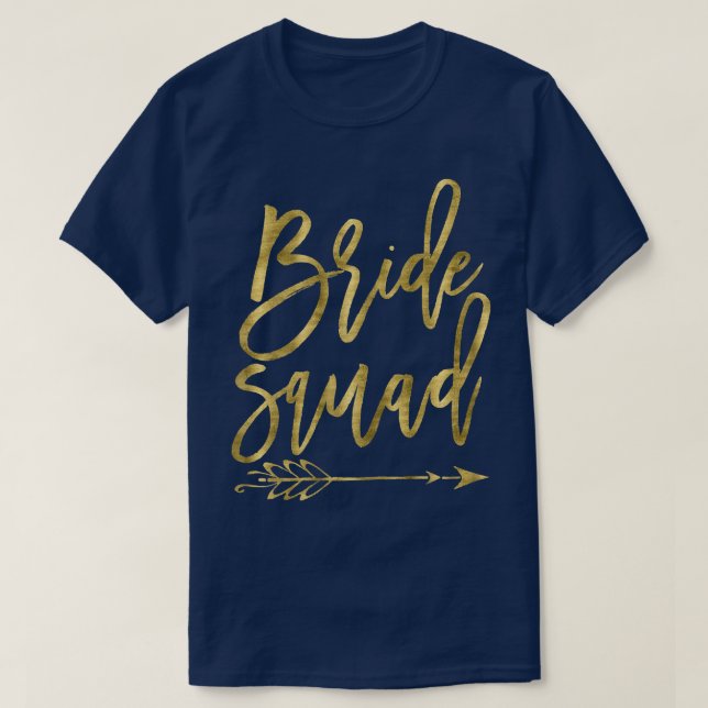Womens Bride Squad s Dark Yellow With Arrow Graphi T-Shirt (Design Front)