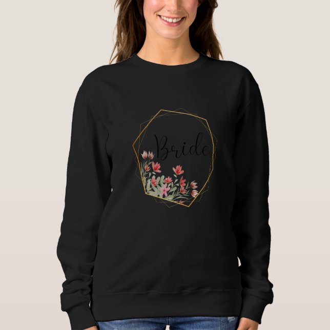 Womens Bride Stag Party Red Flowers Bride Sweatshirt (Front)