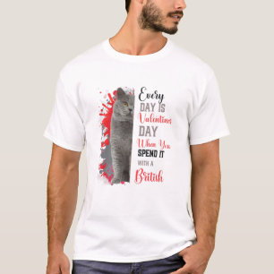 Womens British Cat Mom Valentines Day Cat Mama Mot T-Shirt