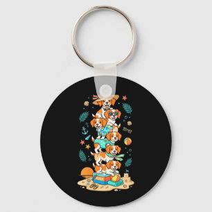 Womens Brittany Spaniel Summer Vacation Beach Kids Key Ring