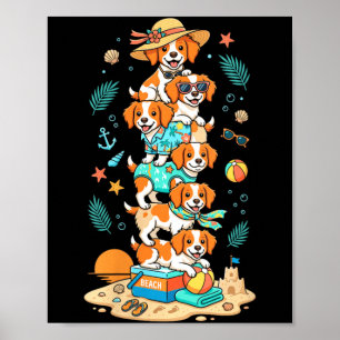 Womens Brittany Spaniel Summer Vacation Beach Kids Poster