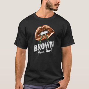 Womens Brown Skin Girl Black Queen Melanin Poppin T-Shirt
