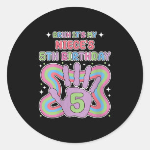 Womens Bruh, Its My Niecess 5th Birthday Aunt Uncl Classic Round Sticker