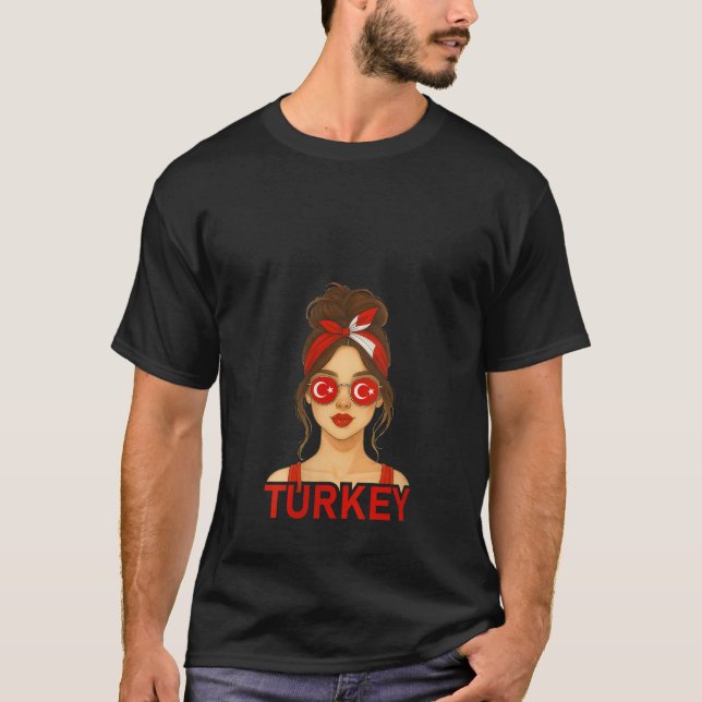 Womens Brunette Turkish Girl Turkey Flag Turkish G T-Shirt (Front)