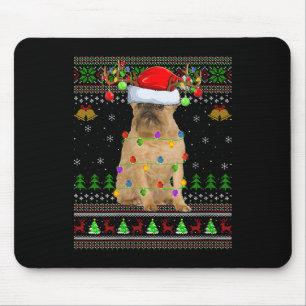 Womens Brussels Griffon Dog Ugly Christmas Sweater Mouse Pad