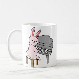 Womens Bunny Playing Piano Coffee Mug